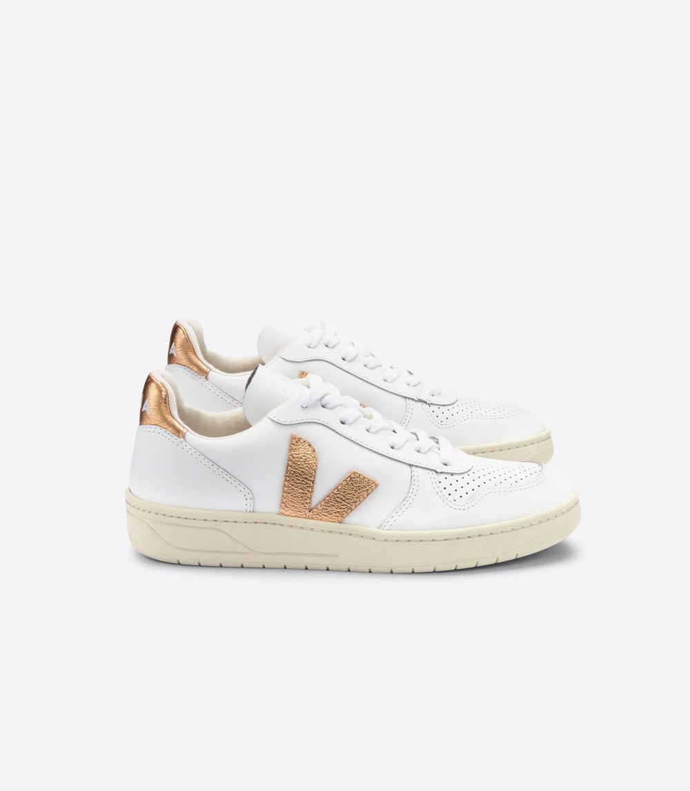 Veja Sneakers Womens - V-10 Leather - White - 9452MCPLN